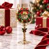 Clear Glass Christmas Wine Glasses Set of 6 with Raised Holiday Artwork and Six Different Scenes for Wine, Cocktails, Cocoa and Seasonal Entertaining