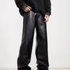 Men's Retro American-Style Leather Straight-Leg Pants - Casual, Loose, Trendy PUNK Fashion