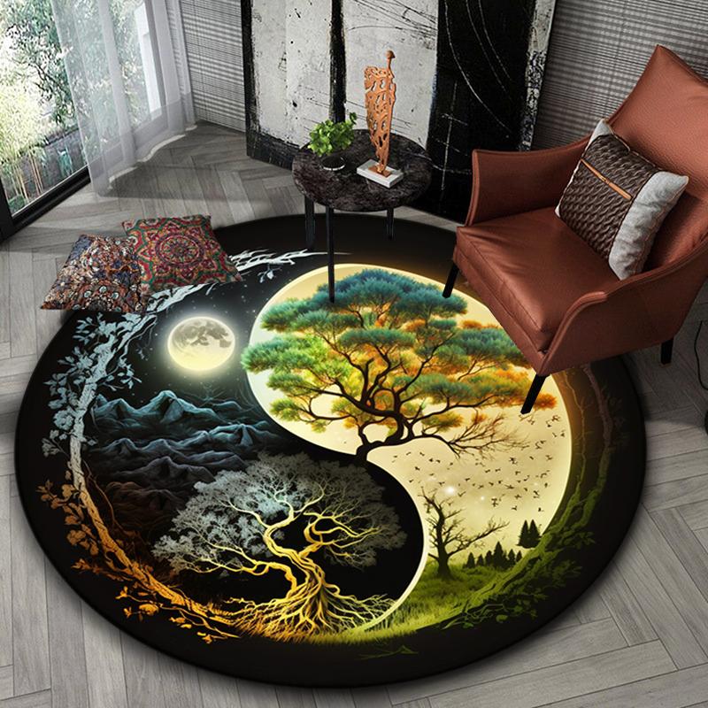 1Pc Celtic Tree of Life theme Printed circular carpet, home door mat, outdoor travel protection carpet A16