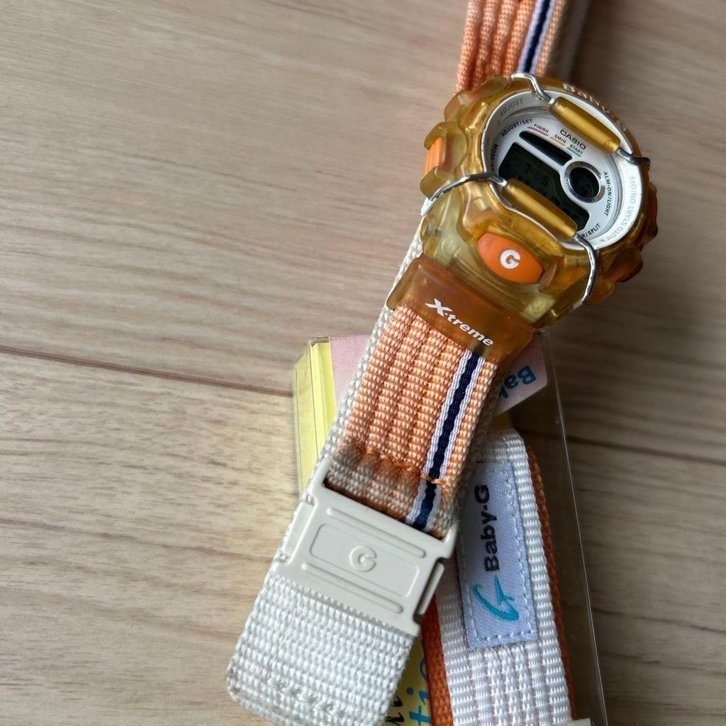 Used CASIO Baby-G Digital Watch Clear Orange with New Band