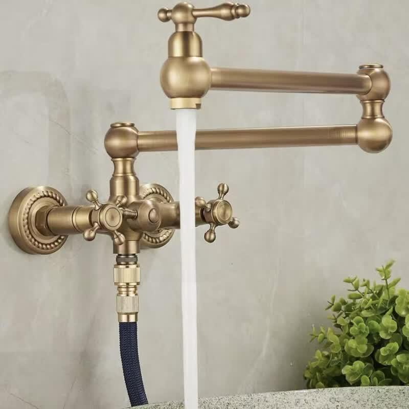Retractable Folding Brass Kitchen Sink Faucet