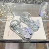 Children's luminous sandals 2026 season children's lights bow princess shoes lights rhinestone hollow sandals