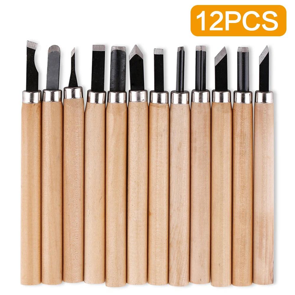 3/6/12PCS Wood Carving Chisel Set Woodworking Tools Hand Chisels Wood Gouges for Woodworkers Professional Wood Carving Tools Kit