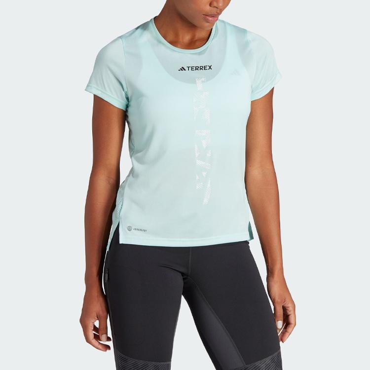 Adidas Agravic Trail Running Tee With Logo Print Women Tops Light-Green HZ6260