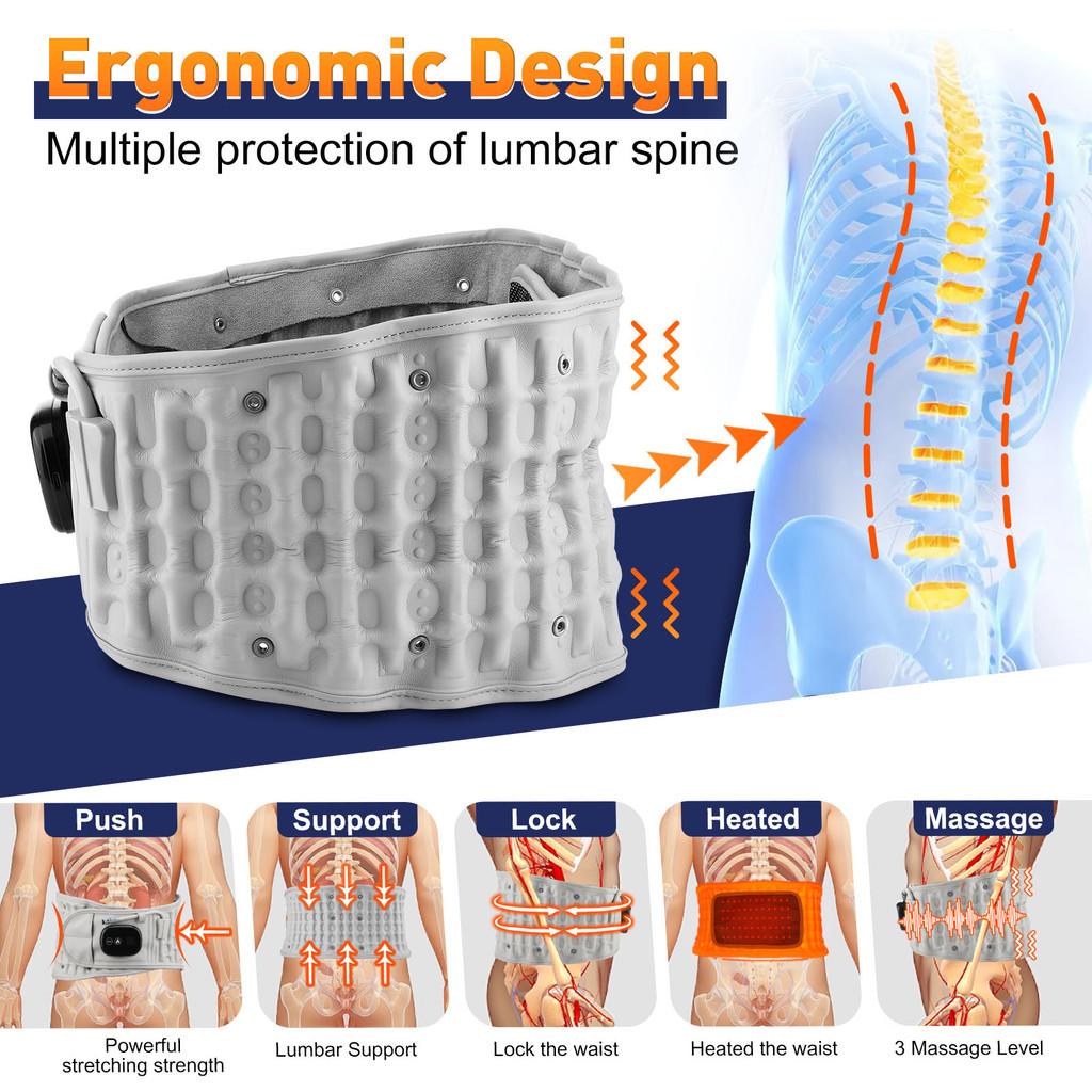 Decompression Lumbar Support Belt Red Light Heating Vibrate Massage Inflatable Waist Belt Rechargeable Waist Massager