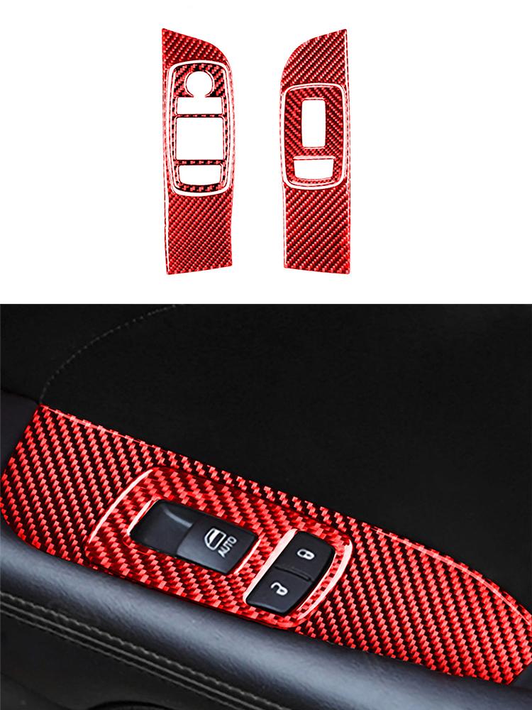 Carbon Fiber Car Windows Switch Control Panel Frame Trim Cover Sticker For Dodge Challenger 2015-2020 Auto Accessories