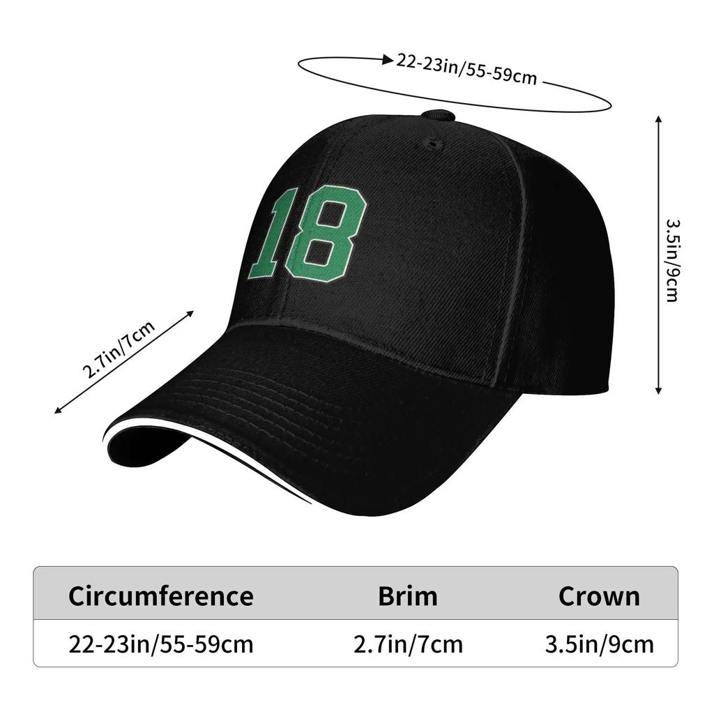 Nummer 18 Grün Lässige Baseballkappe Frühling Trucker-Hut Sonnenschutz Outdoor-Sport Snapback-Kappe Damen Herren Klassische Baseballkappen