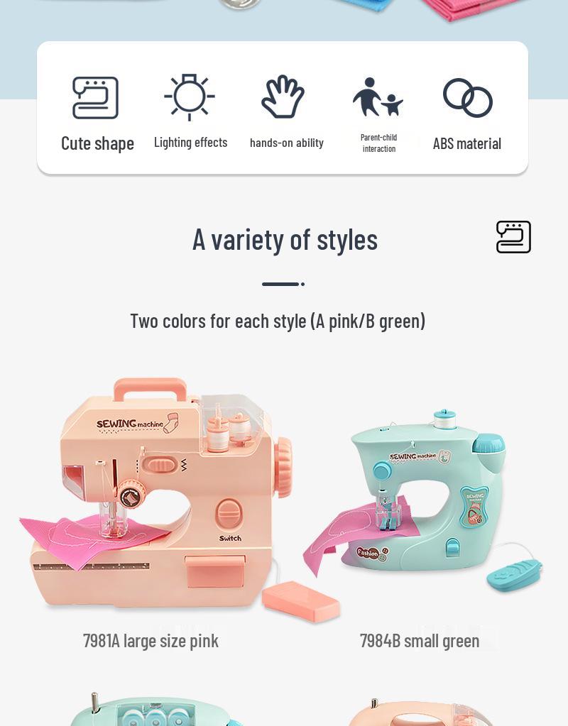 Electric Sewing Machine Toy for Kids: Mini Pretend Play Appliance for Girls, Kindergarten Fun, Parent-Child Handmade Activity