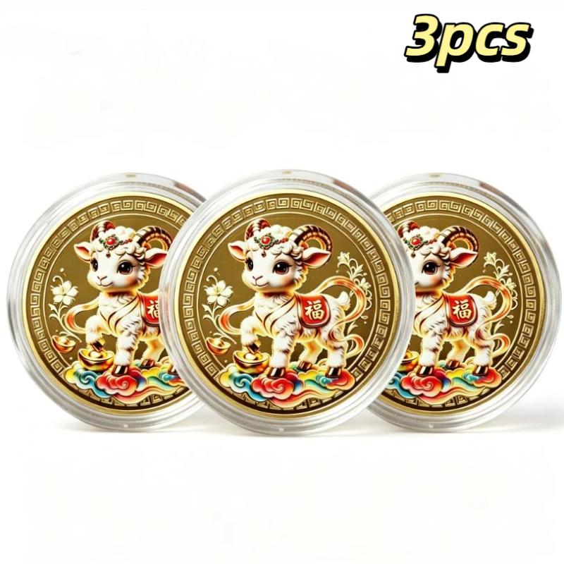 Year Of The Goat Souvenir Coins 2027 Zodiac Goat Collectible Coins New Year Gift Goat Metal Crafts Art Display Decor