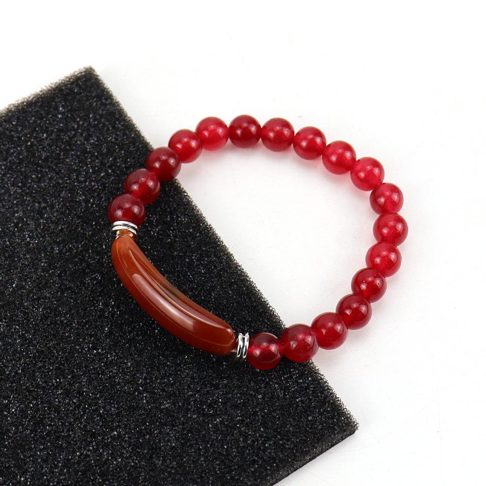 Natural Stone Bridge Round Bead Bracelet Elastic Beaded Agate Crystal Bracelet Bracelet B71