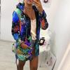 Fashion Womens Tie Dyeing Print Coat Outwear Sweatshirt Hooded Jacket Overcoat