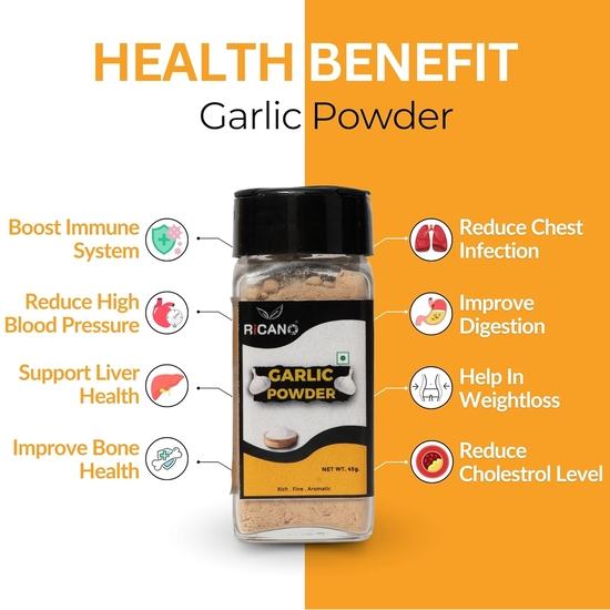 Ricano Garlic Powder 45g & Onion Powder 45g Combo (Pack of 2) | Spices | Pure , Natural & Fresh | White Onion | Aromatic Spice Set | Ready To Use