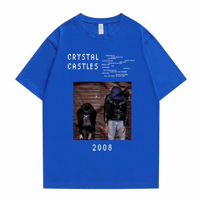 Crystal Castles Graphic T Shirts Male Gothic Music Band T Shirt Men's Vintage Tshirt Men Women Hip Hop Rock Oversized T-shirts