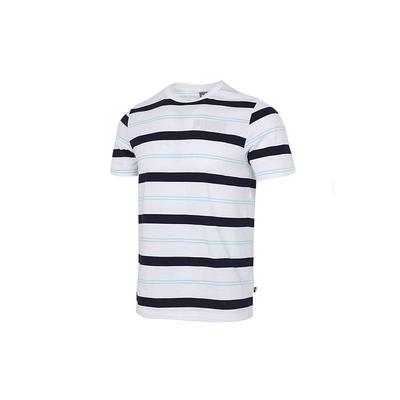 Modernes gestreiftes Rundhals-Kurzarm-T-Shirt Herren Oberteile Weiß 845576-02
