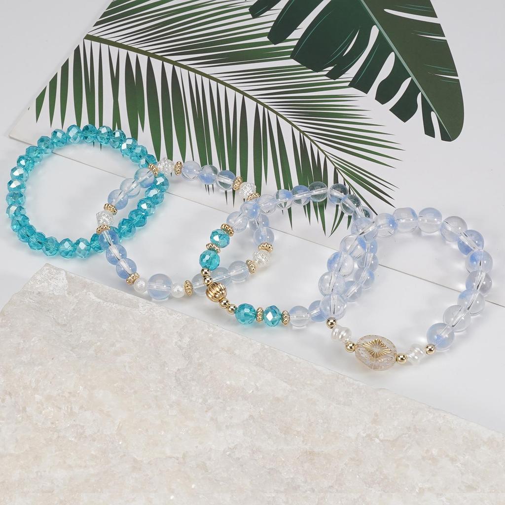 Bohemian Multi-Layer Elastic Bracelet with Imitation Crystal Beads
