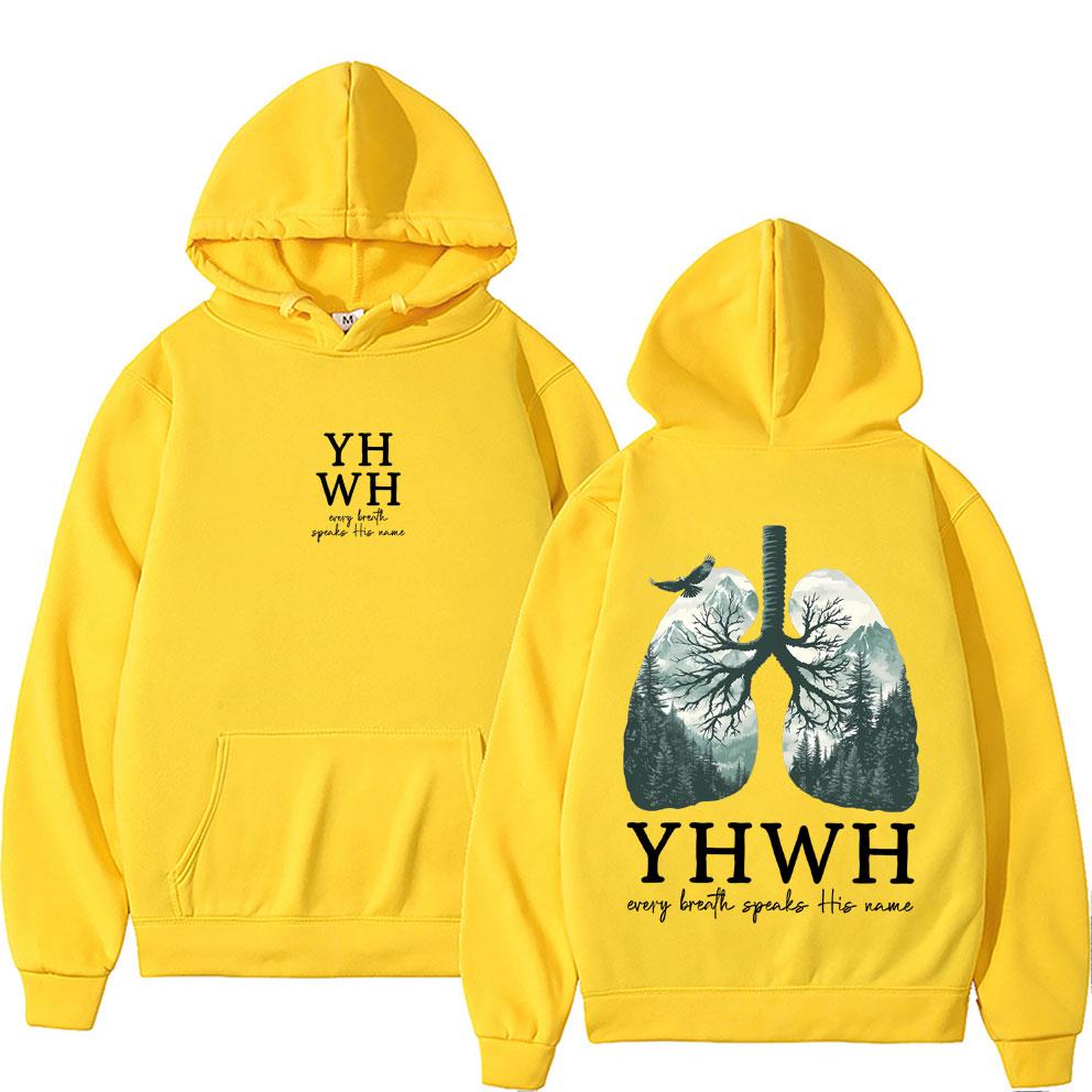 YHWH Lungs Christian Hoodie Every Breath Speak His Name Pullover Men Women Casual Fleece Cotton Hoodies Streetwear