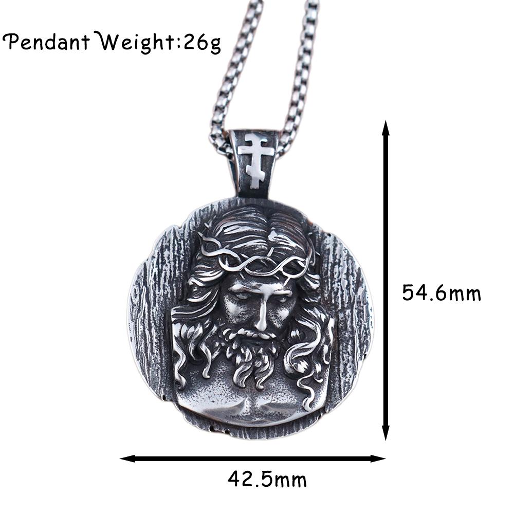 Trendy Men's Stainless Steel Shepherd Jesus Pendant Chain Holy Family Amulet Vintage Christian Jesus Necklaces Jewelry