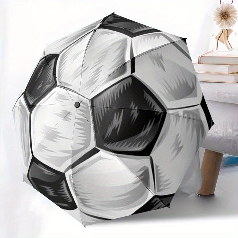 

Soccer Ball Pattern - A folding umbrella with 8 iron ribs and a plastic handle, automatic opening and closing, portable sunsha Iron&8K