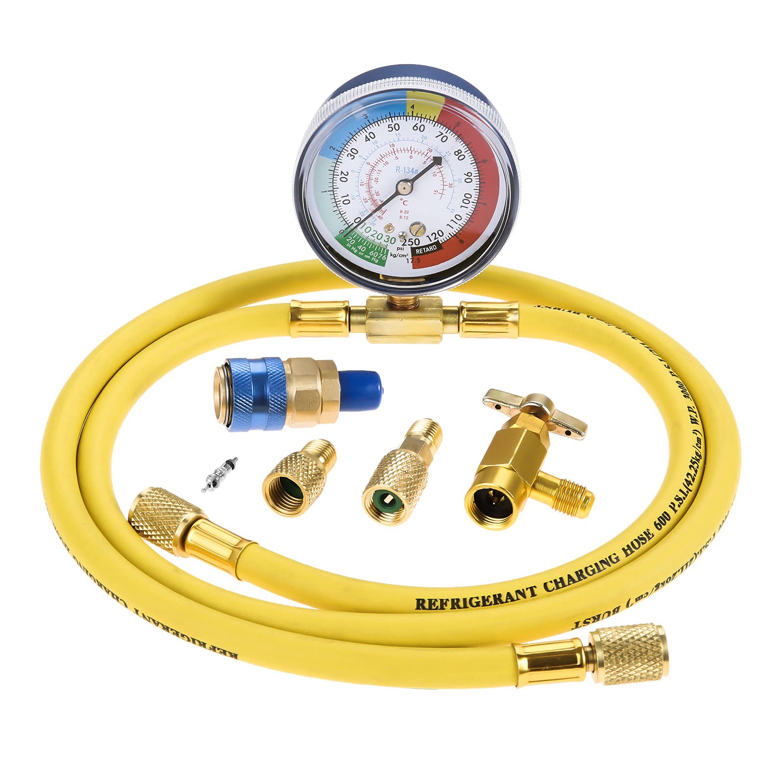 

Bowarepro R134A Refrigerant Charge Hose Air Conditioner Gas Charge Hose with Meter 130cm Long Size M14 Detachable Refrigerant Can Tap Low Side Qu