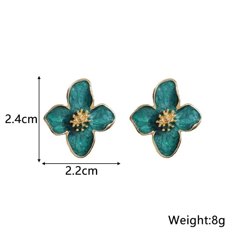 White Color Flower Enamel Korean Style Stud Earrings for Women Girl Love Aesthetic Daily Life Minimalist Jewelry
