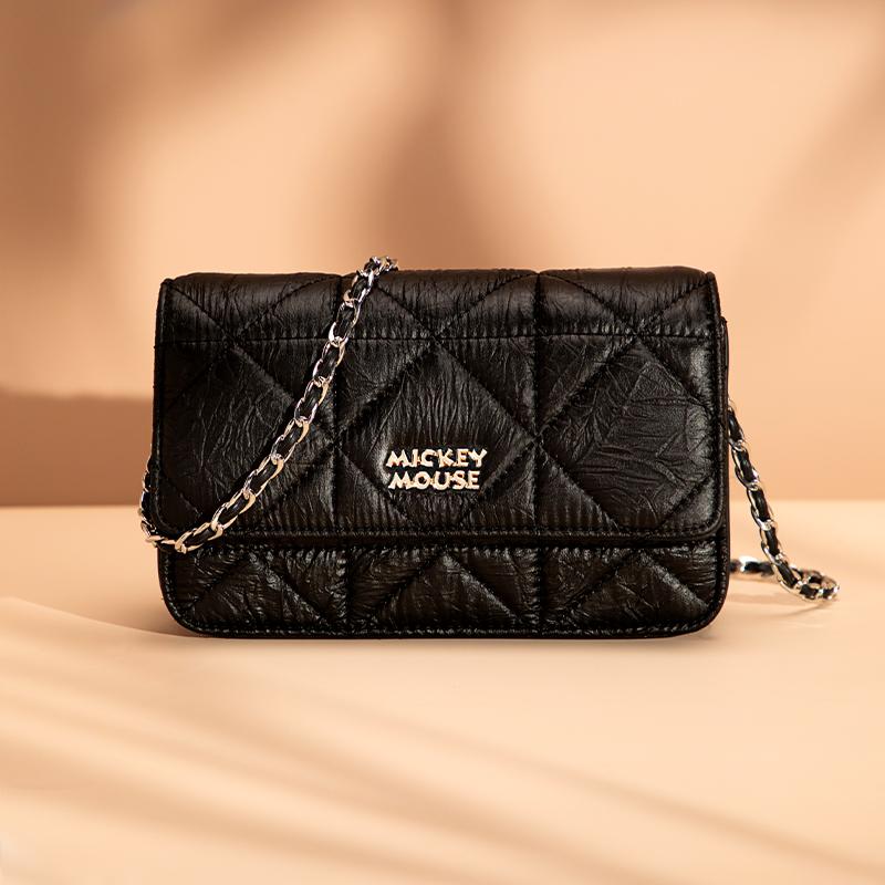New Disney Mickey Series Synthetic Leather Crossbody Bag, Shoulder Bag, Small Square Bag Regular Unisex Black DHF41118-A