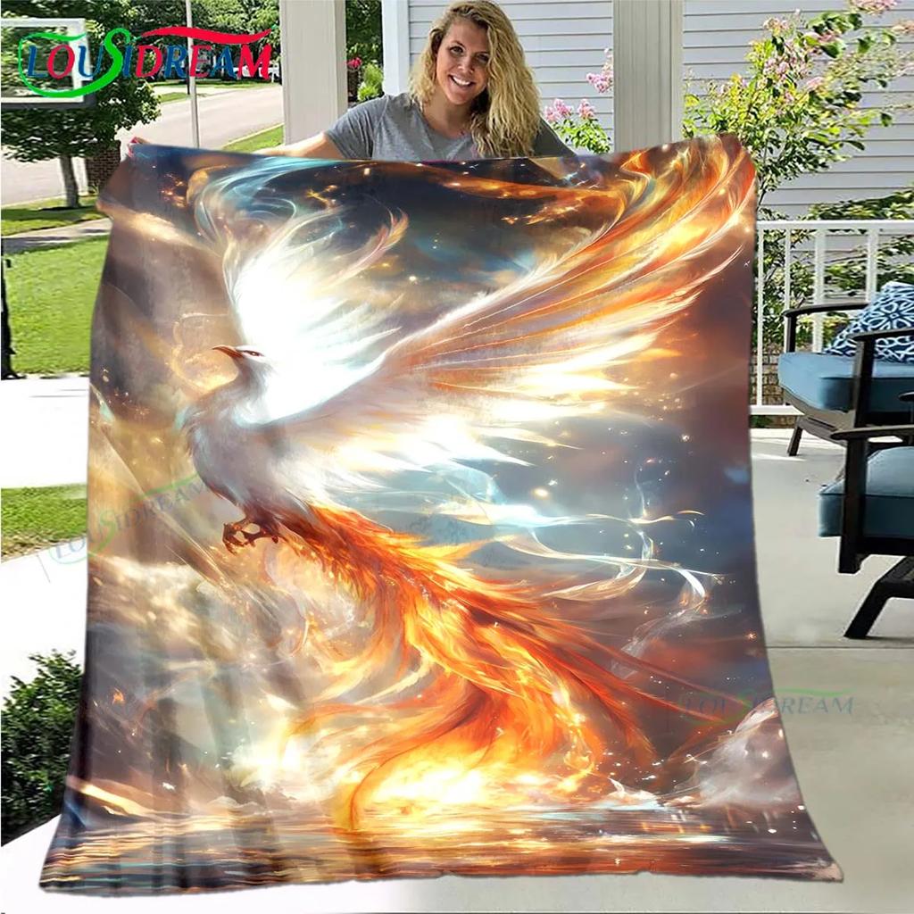 3D Popular Mythical Beast Phoenix Blanket,Flannel Throw Blanket for Home Bedroom Bed Sofa Picnic Office Hiking Leisure Nap Gift
