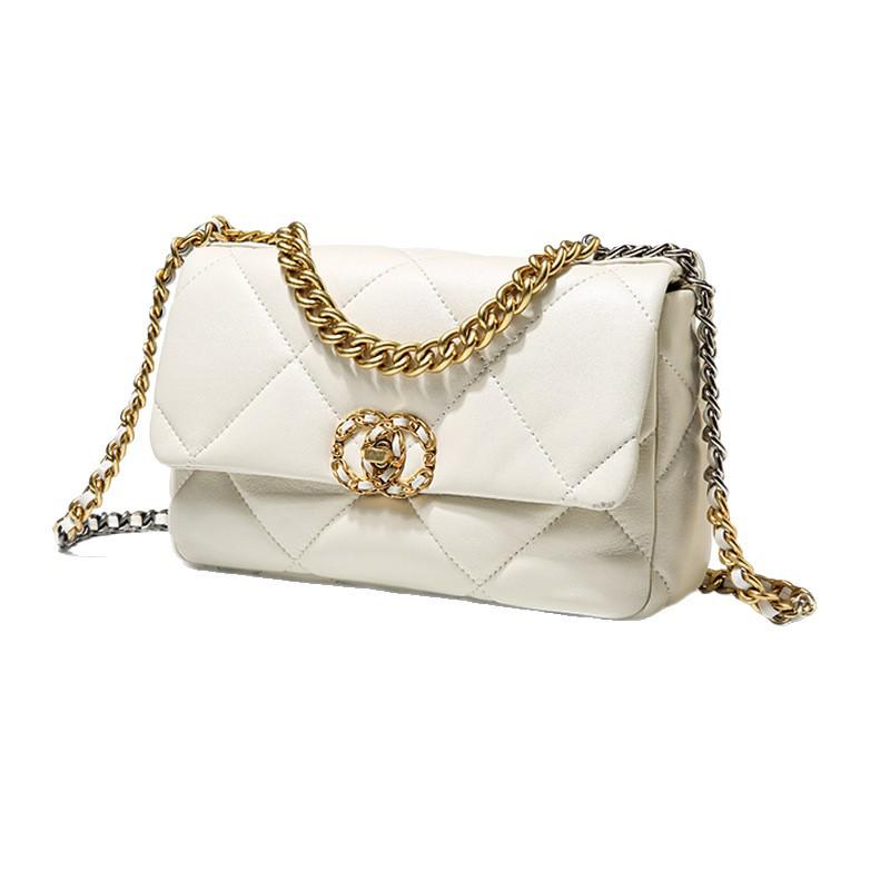 Schicke Schulter-Crossbody-Tasche aus rautenförmig gestepptem Lammleder - Damen Große Kapazität, Vielseitig, Pendlerstil