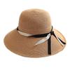 Paper Straw Wide Brim Sun Hat With Bow Knot For Summer Beach Vacation Style