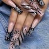 Foreign Trade Cross-border Christmas French Wearing Nail Piece, Water Pipe Nail Flash Diamond, Snowflake Horizontal Strip, Fake Nail 24pcs Wholesale
