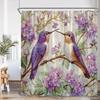 Floral Hummingbird Shower Curtains Watercolor Flowers Butterfly Dragonfly Birds Plant Bath Curtain Modern Fabric Bathroom Decor