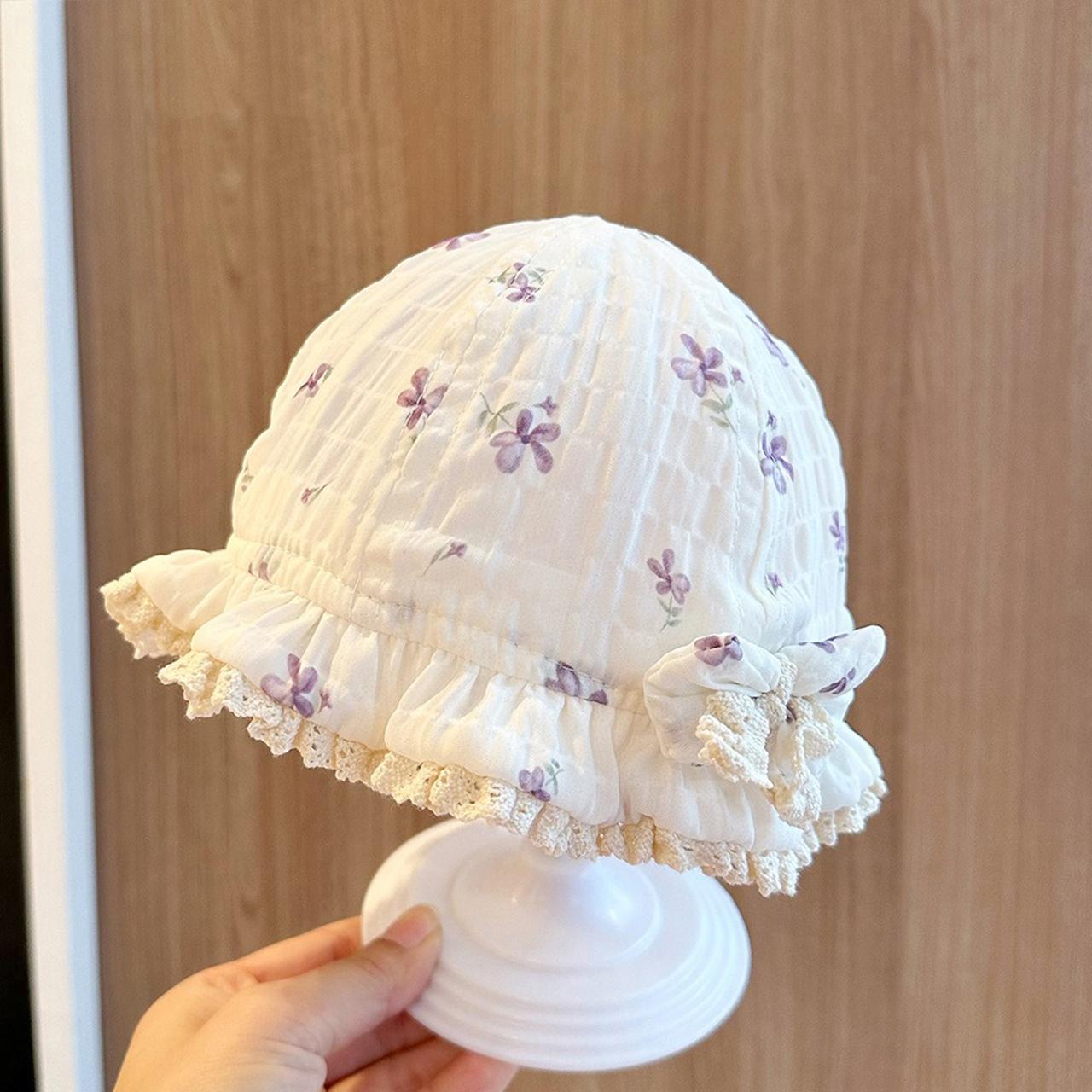 

Бавовняний сонцезахисний дитячий панама-відро для дівчаток з мереживною оборкою, мила шапка-рибалка з квітковим принтом для малюків, принцес Style 3