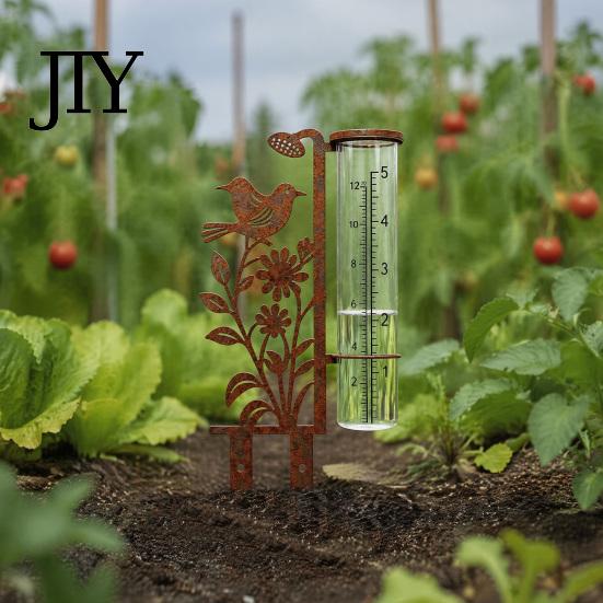 Accurate Rainfall Measuring Device Rain Gauge Outdoor, 7.8 Inch Gauges for Precipitation, Freeze Proof Stylish Garden Decoration Gauge, Vintage Flower