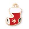 10 PCs Cartoon Christmas Charms Enamel Snowman Santa Claus Gold Color Metal Pendants For DIY Making Necklace Jewelry Findings