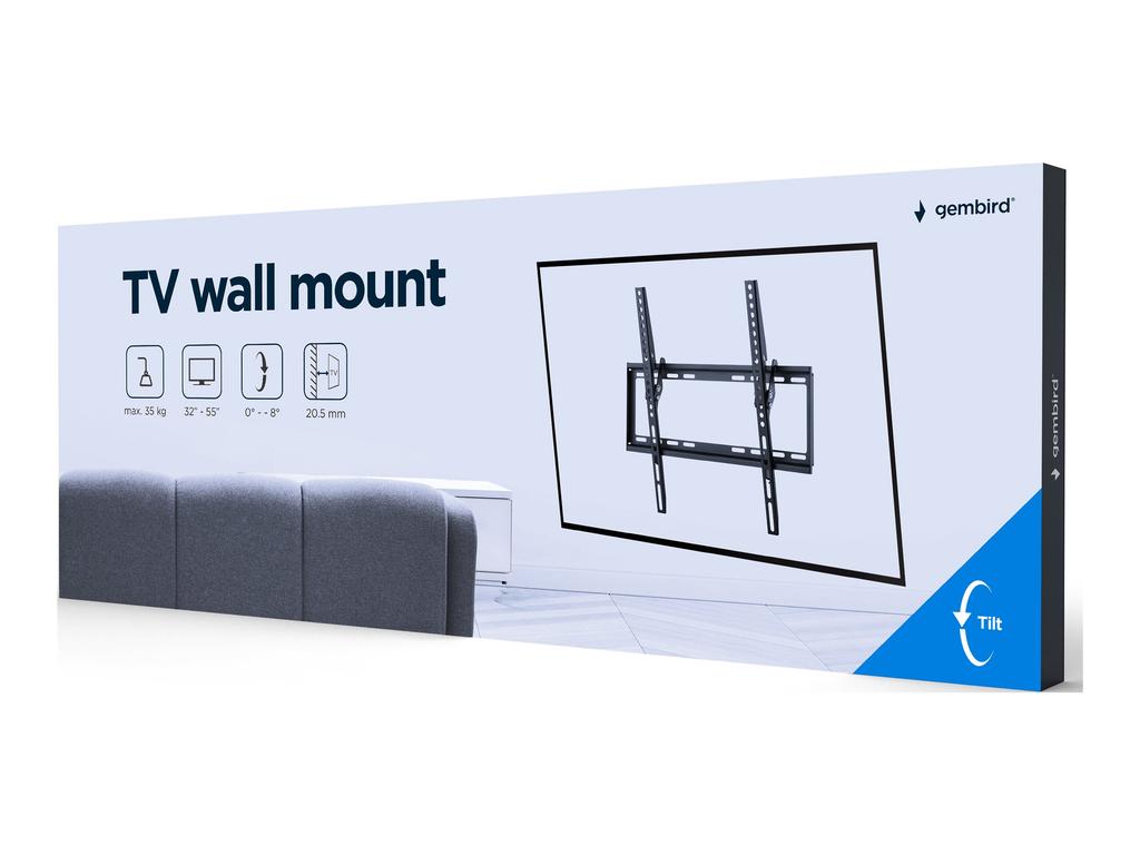 Gembird | Wall Mount | WM-55T-03 | Tiltable | 32-55 "" | Black