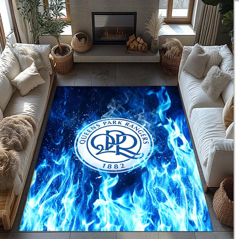 Queens Park Rangers Football Print Crystal Velvet Rug, Comfortable Water Absorbent Non Slip Indoor Floor Carpet