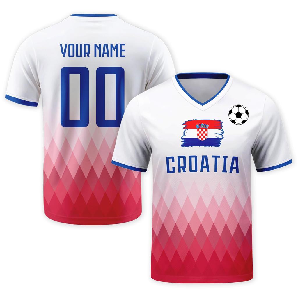 Customizable DIY Soccer Jersey Shirt with V Neck Short Sleeves Breathable Material Czech Print for Sports Teams