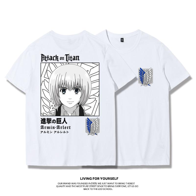 Attack Giant T-shirt Wings of Freedom Alan Mikasa Livel Soldier Anime 100% Cotton Short Sleeve Men's Fashion