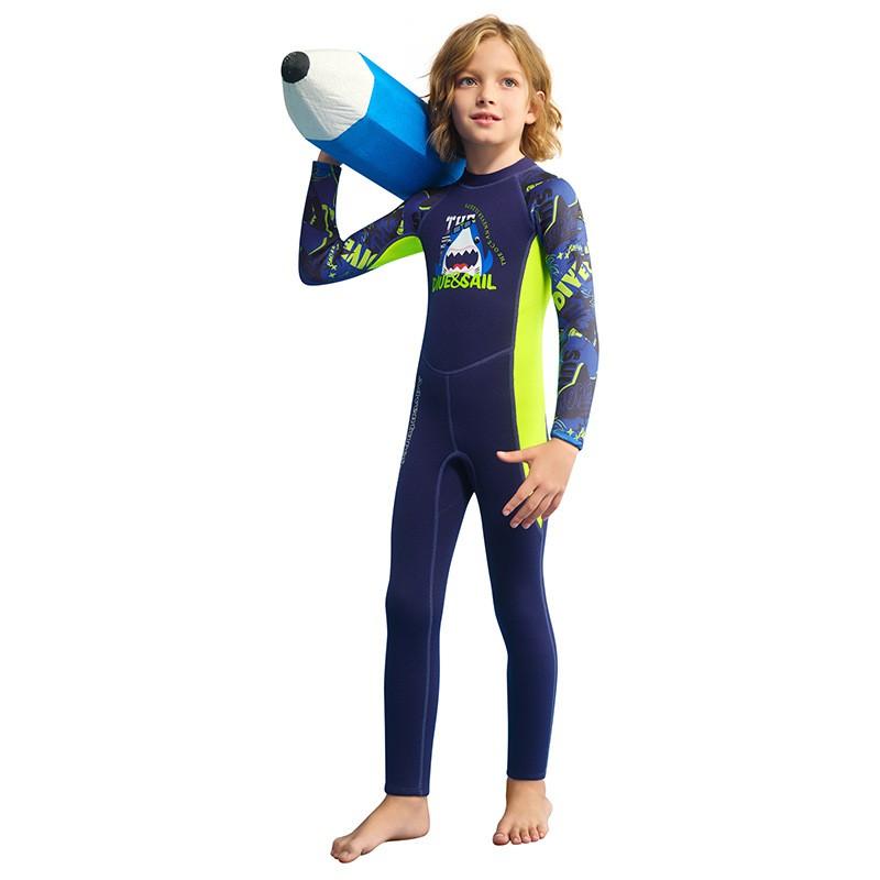 

Children s Diving Suit 2.5MM One-piece Long-sleeved Warm Swimsuit Boys Snorkeling Surfing Wet S