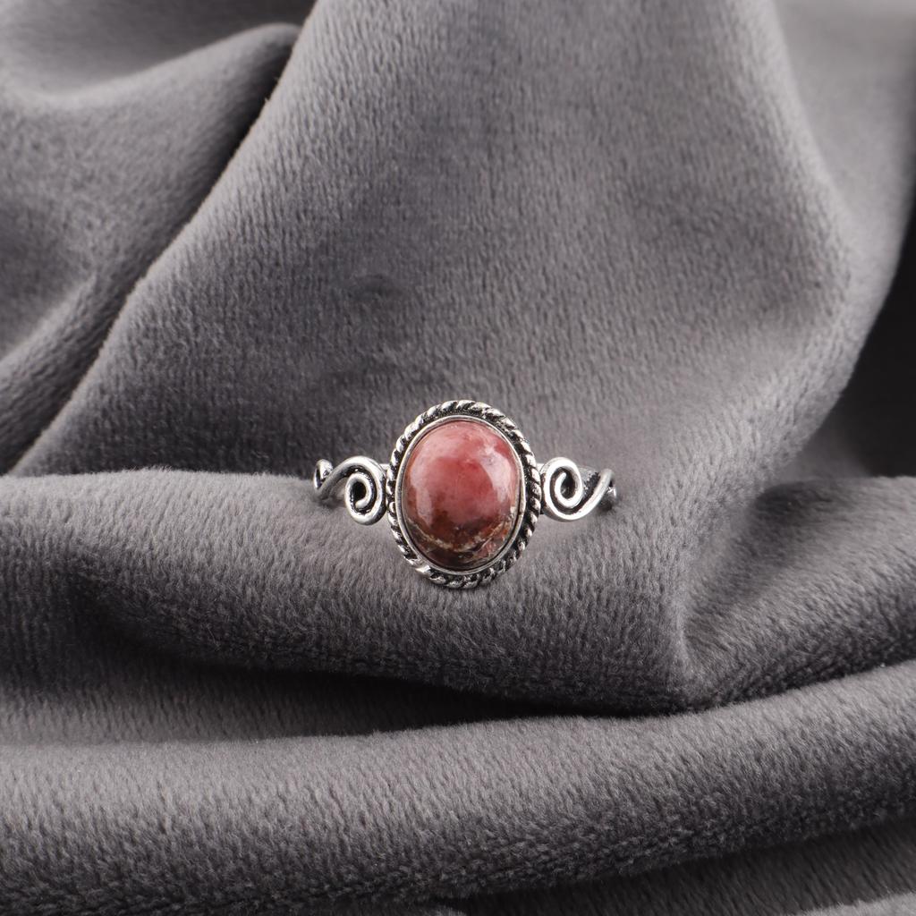 Black Rhodonite Gemstone Jewelry, 925 Sterling Silver Ring Handmade Dazzling Silver Ring For Wedding Gift