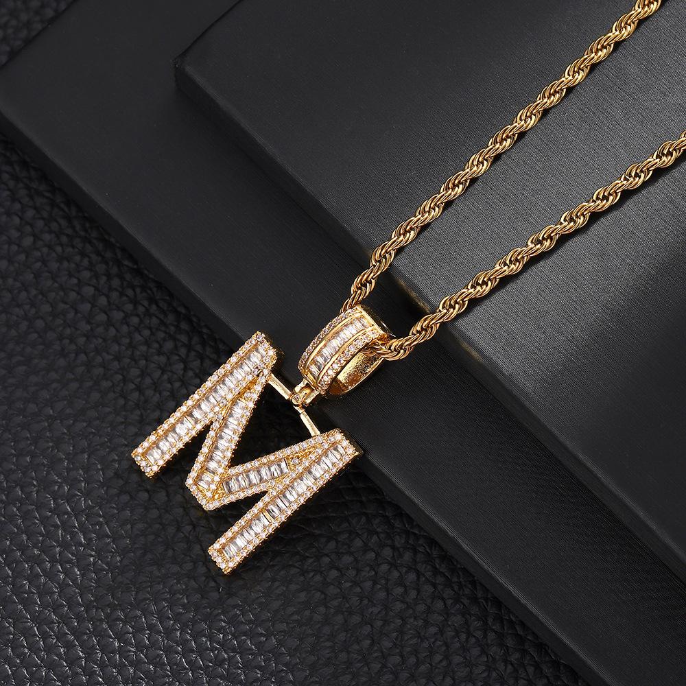 26 English Letters Pendant Necklace Copper Inlaid Zircon Versatile Jewelry Necklace