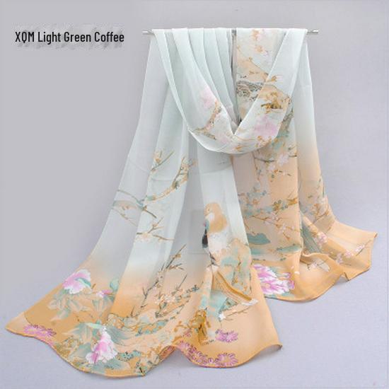 Sciarpa di Seta Chiffon Primavera & Estate: Scialle da donna leggero, stampato e versatile con protezione solare