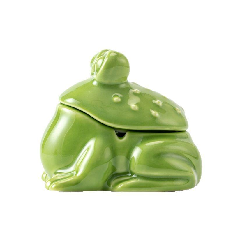 1PC Ceramic Frog Ashtray Creative Ornament Home Office Home Crafts Art Small Tea Pet Storage Jewelry Home Decoration