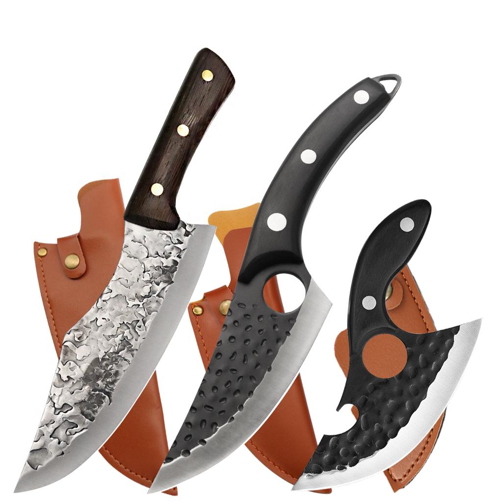 Three-piece Set Stainless Steel Utility Knife Boning Knife Chef Knife for Cooking Small Pocket Kitchen Knife with Sheath