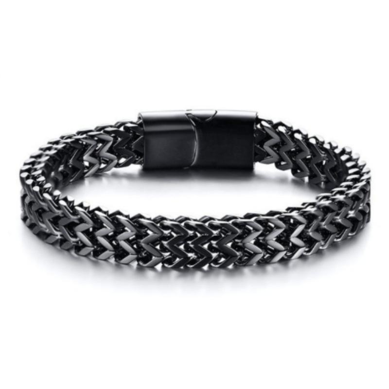 Stainless Steel European and American Fashion Punk Mens Fashion Forward and Reverse Chain Bracelet Magnet Buckle Alloy Bracelet