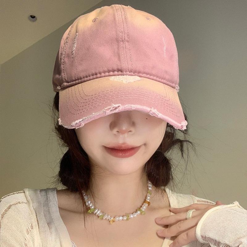Retro ripped baseball cap female casual denim wide brim hat male soft top old peaked cap trendy brand sunshade versatile