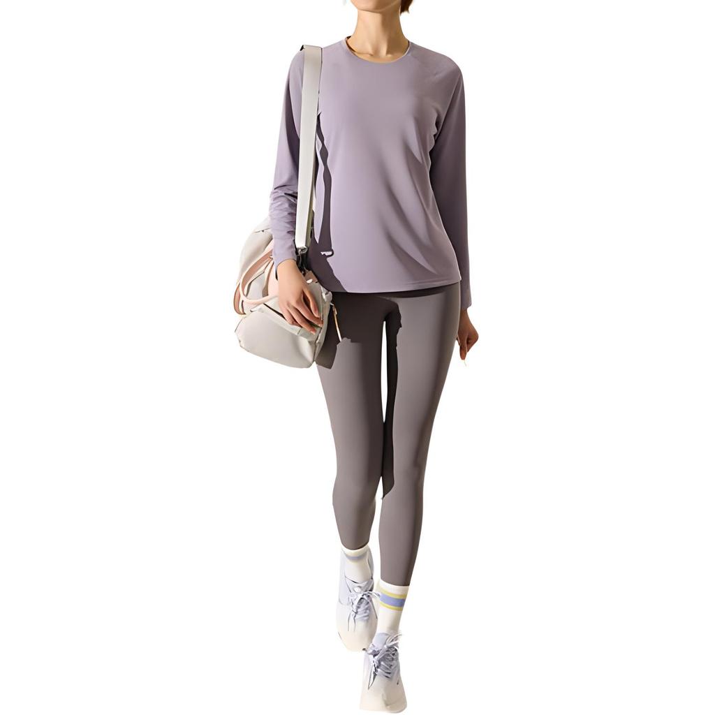 Anta Running Series Fitness Raglan Pullover Knitted Long Sleeve T-Shirt Women Tops Purple 962535405-5