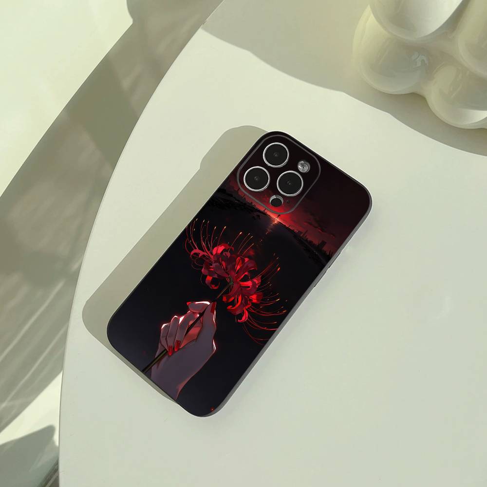 Tokyo-Red Spider Lily-Ghoul Phone Case For iPhone 17,16,15,14,13,12,11 Pro Max,16/15/14Plus,XS Soft Black Cover