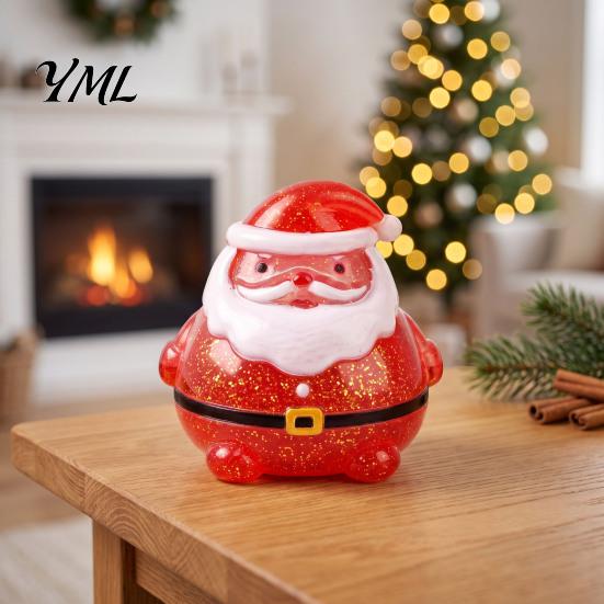 Glitter Santa Sensory Toys Claus Squeeze Toy, Slow Rising Maltose Stress Relief Fidget with Fun Holiday Play Glitter, Soft TPR Christmas Party