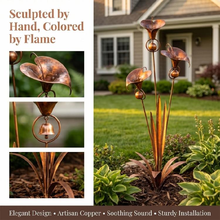 Rustproof Calla Lilies Wind Chime Stake For Patios Garden Decoration Landscape Enhancement Measuring 75cm Height