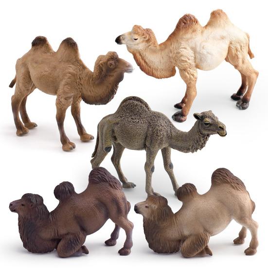 Simulation Camel Model Standing Kneeling Single Two Humped Camel Figurine Miniature Desert Animal Educational Toy Collectible Decoration